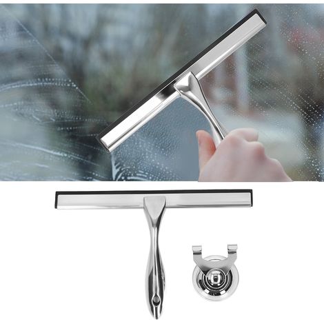 Raclette Lavage Fenêtres Stainless Steel + Rubber Plaque Outil Nettoyage Vitre Hanging Suppression Eau pour Douche Voiture Maison (1/5)