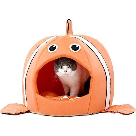 Lit pour animaux de compagnie orange avec un coussin et un lit pour chien chaud, lit pour chat petit lit confortable pour chat et chien, lit pour animaux de compagnie amovible 12,6 pouces (1/4)