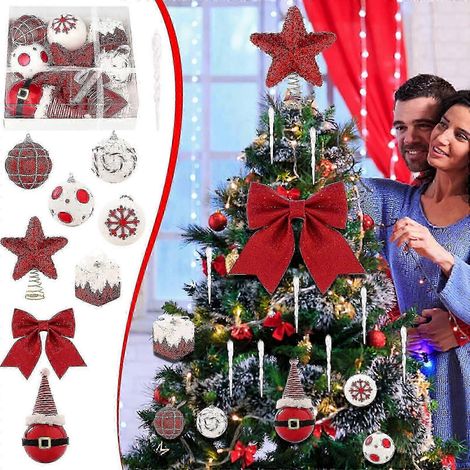 Décorations de Noël en liquidation, boules de Noël décoratives, ensemble de 8 décorations de Noël en mousse avec étoiles pour le haut du sapin, sapin de Noël (1/5)
