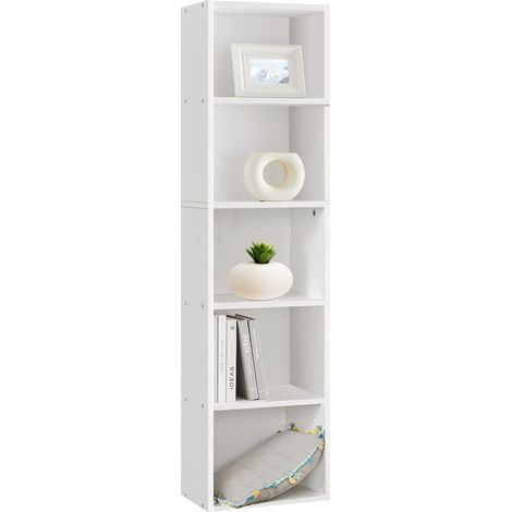 5 Cube Bookcase Shelf Wooden Display Storage Rack Free Standing Shelf Unit White (1/5)