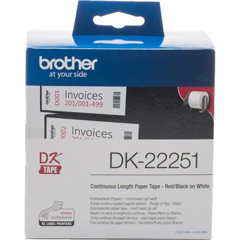 BROTHER Cinta continua de papel termico para impresion en negro y rojo 62 mm. x 15,24 m.