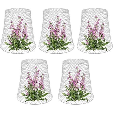 Tuteur pour végétaux, Cloche de protection pour plantes en métal - Lot de 5, Blanc
