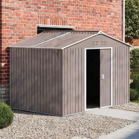 Abri de jardin coloris gris clair en acier 277 x 195 x 192 cm (1/5)