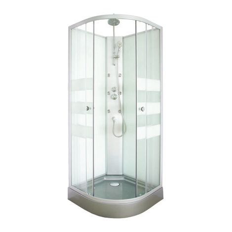 ONDEE ZEN - Cabine de douche hydromassante AMELIA - Porte Coulissante - Gris - 1/4 C - 90cm