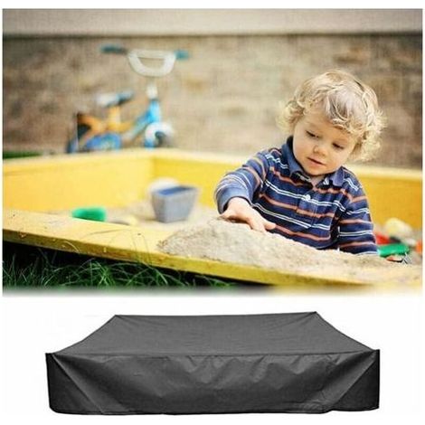 Sandbox Cover, Sandbox Cover, Square Protective Tarpaulin, with Drawstring, 120x120x20cm, for Sandbox, Swimming Pool, Garden or Farm (Black) (1/5)