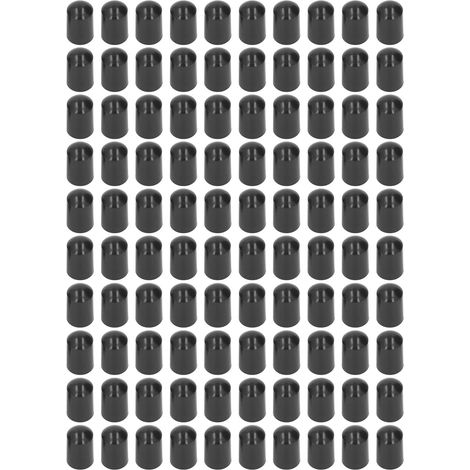 100 Bouchons d'extrémité pour poteaux de clôture électrique, embouts en plastique noir, 12,5mm, étanches, adaptés au système de clôture à haute tension. (1/5)