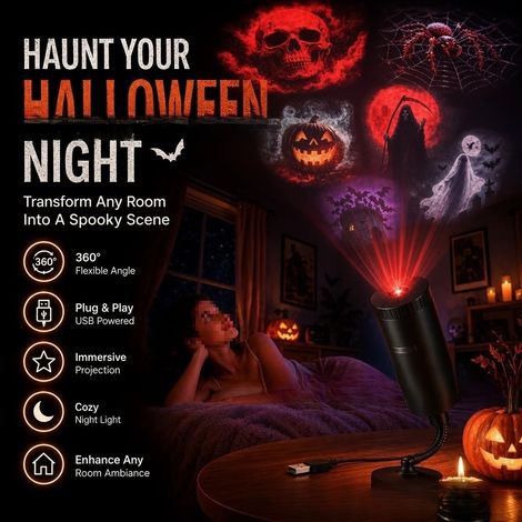 Nouveau projecteur d'étoiles HD Plug & Play - Kit projecteur haute définition Halloween