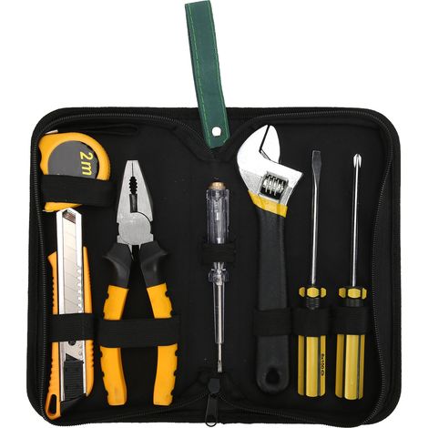 Hardware Tool Kit Screwdriver Wrench Pliers Electric Pen Tape Measure Knife Repair Set (1/5)