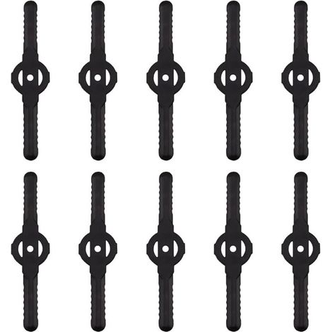 Kunststoff-Rasentrimmermesser, 10 Stück, Kunststoff-Schneidmesser, Ersatz für Akku-Rasentrimmer-Werkzeugset, Kunststoff-Rasenmäher-Schneidmesser, Ersatz (schwarz)