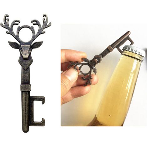 Ouvre-bouteille portable tête de cerf, pendentif clé vintage pour collectionneurs. (1/5)