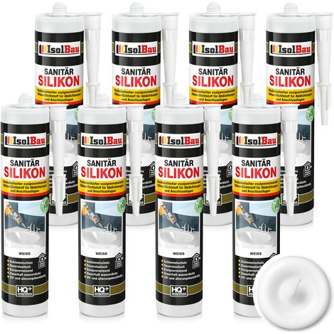IsolBau Sanitärsilikon Weiß 8 x 300 ml