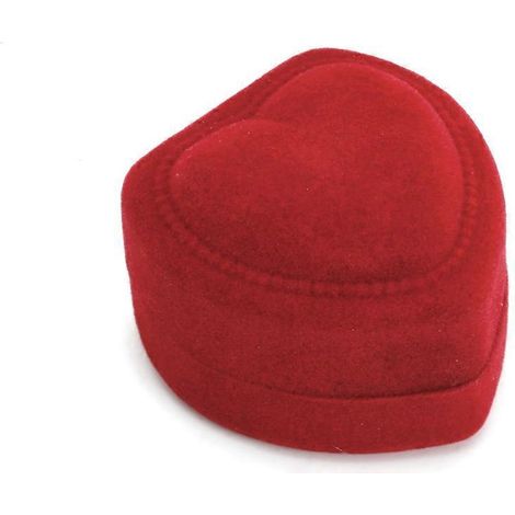 Pfirsichfarbene, herzförmige, große, rote, beflockte Ringbox für Hochzeiten und Ohrstecker – Geschenkbox (1/4)
