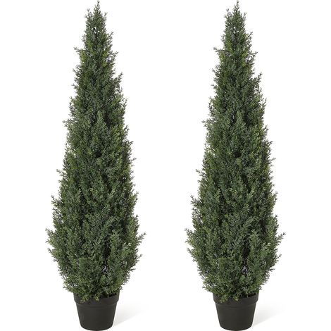 Topiaire artificiel cyprès/cèdre en pot - Ultra réaliste, résistant UV/intempéries, sans entretien - Déco intérieur/supplémentaireérieur - 120 cm, lot de 2 (1/5)
