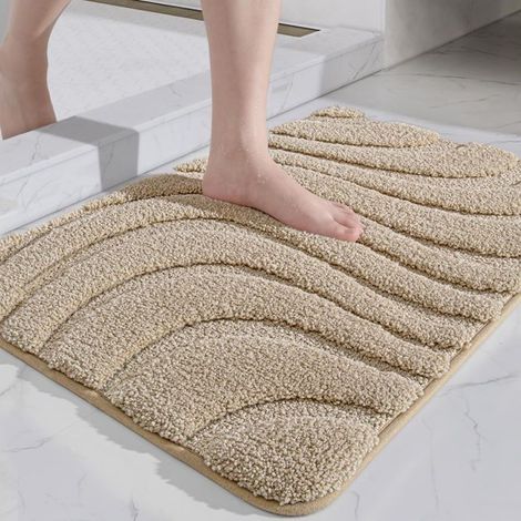 Antirutsch-Badematte Ulisem – 40x60 cm aus weicher Mikrofaser, Farbe: Beige