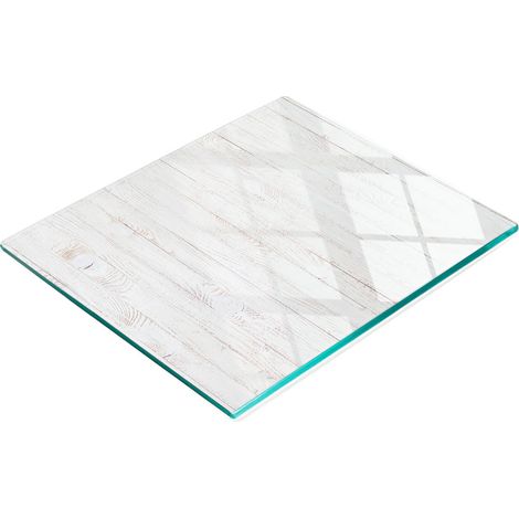 Tavoletta decorativa multifunzionale da cucina in vetro temperato e legno, 60x52 cm (1/5)