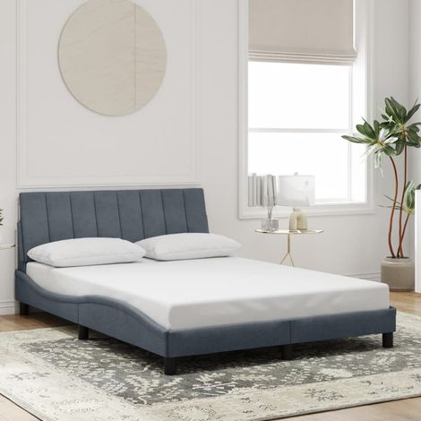 Cadre de lit sans matelas-Structure de lit gris foncé 140x190 cm velours 236176 (1/5)