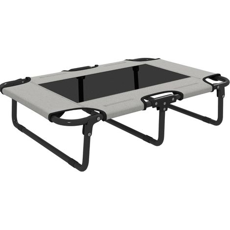 Cama elevada plegable para perro de exterior con malla transpirable gris claro 75x51x18 cm (1/5)