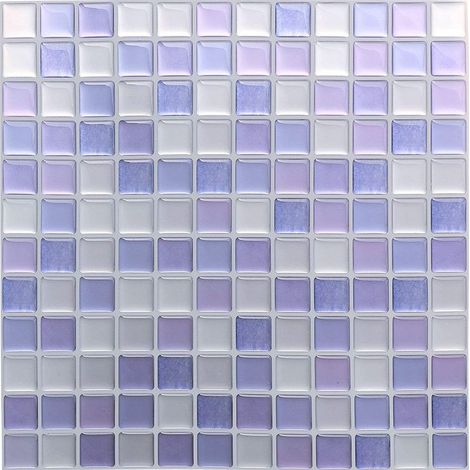 Papier Peint Carrelage Autocollant Violet 24x24 cm Style Mosaïque Sticker Mural Film Décoratif Imperméable pour Carreaux de Mur de Salle de Bains et de Cuisine (1/3)