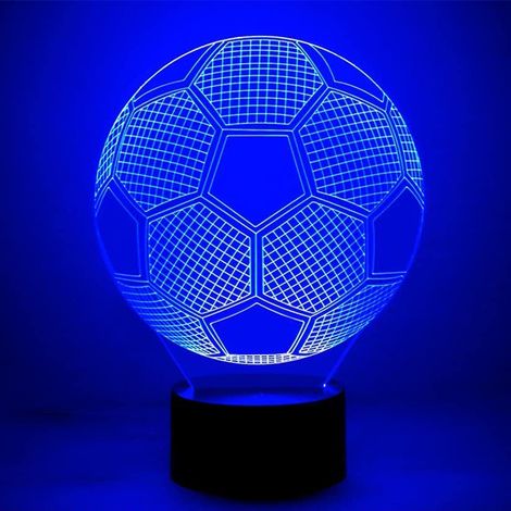 Lampe De Nuit Football - Effet D'illusion Optique 3D - Commande Tactile - 7 Couleurs - Alimentation USB Ou Piles - Pour Décoration Intérieure - 1 Pièce (1/5)
