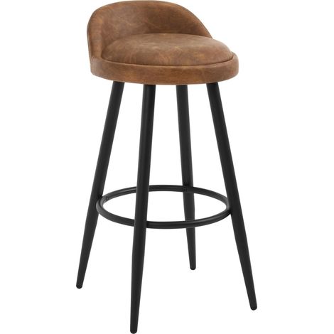 WOLTU Set di 1 Sgabello Da Bar In Similpelle Con Schienale Basso E Poggiapiedi, Sgabelli Da Bancone Moderni, Marrone