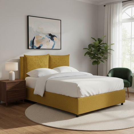 Letto Singolo Penrith, Sfoderabile, Contenitore Made in Italy, Giallo Ocra (1/5)