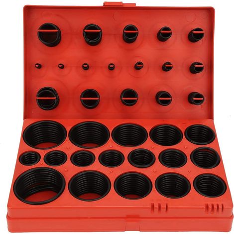 Joint torique en caoutchouc, assortiment de joints toriques noirs de 32 tailles, kit universel de joints toriques en caoutchouc avec boîte pour la réparation de véhicules automobiles, 419 pièces (1/5)