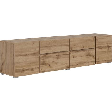 Mueble TV Elbleve 100, Roble wotan, Número de puertas: 0, Número de cajones: 0, 195x48x40cm