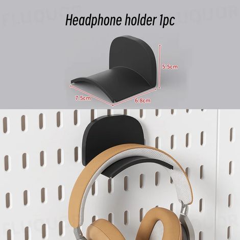 (Support pour casque audio B) Organisateur mural sans perçage pour panneau perforé, étagères de rangement modulaires avec crochets et accessoires, pour salle de jeux, cuisine ou bureau (1/5)