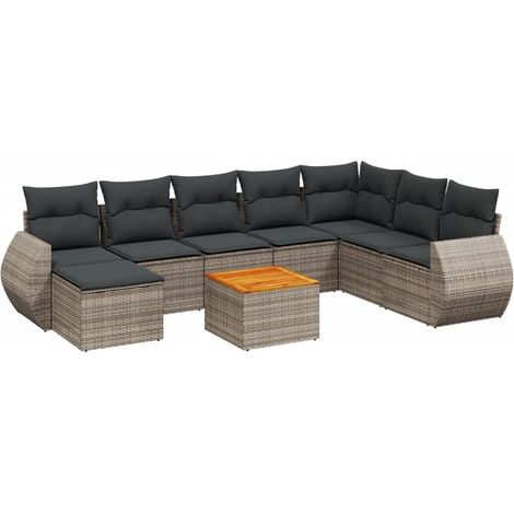 Maison Exclusive - 9-tlg. Garten-Sofagarnitur mit Kissen Grau Pol
