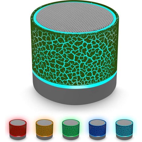 1 Mini enceinte Bluetooth, haut-parleur stéréo rechargeable, lumières LED, basses profondes, pour voyage et extérieur (1/5)