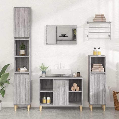 vidaXL Sink Cabinet Grey Sonoma 80x33x60 cm Engineered Wood (1/5)