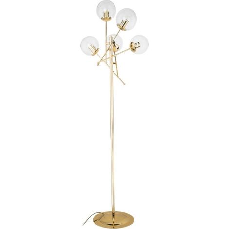 Lampada da terra Gondia ASZ1390 in metallo colore oro con 5 paralumi in vetro (1/4)