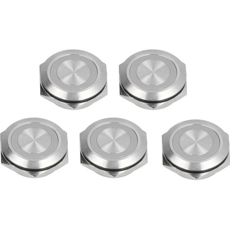 5Pcs Momentary Push Button Switch Metal Auto Reset Ultra Thin Waterproof with LED 25mmDC1224V Green