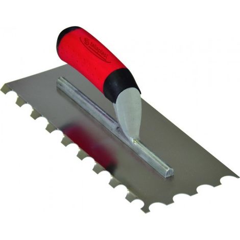 Taliaplast – Platoir à colle inox 28x12 cm – Monture alu demi-lune à 45° – Application précise pour carrelage – Résultat optimal