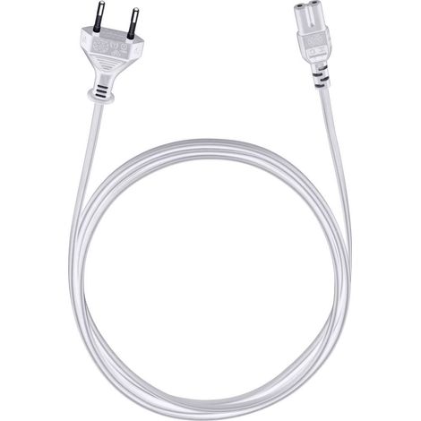 alimentation Câble de raccordement [1x fiche Euro mâle - 1x prise femelle C7] 1.50 m blanc Oehlbach Powercord C 7 W752731 (1/2)