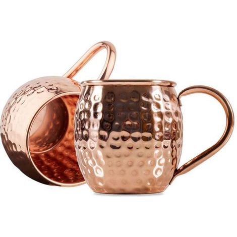 Tasse Moscow Mule - Cuivre Plaqué Extérieur - Acier Inoxydable 304 Intérieur - 530 ml - 10 cm - Pour Cocktails Et Bières Fraîches - Lot De 2 (1/4)