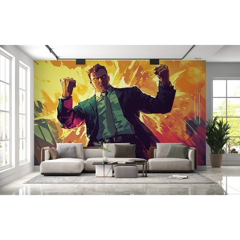 Papier peint pop art - super-héros en pleine action - 150 x 250 cm (1/2)