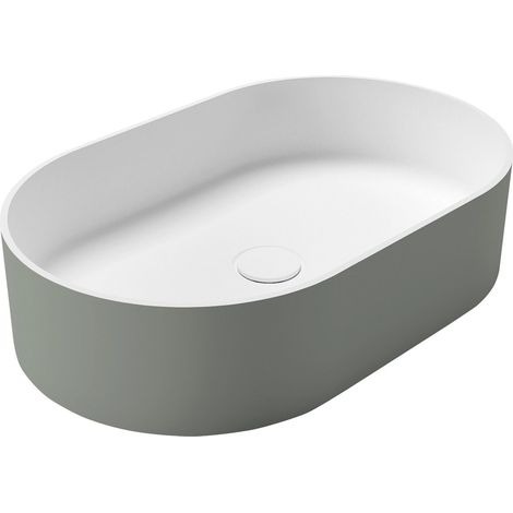 Vasque à poser THIN, Rockstone, 55x35cm, verde/blanc mat (1/2)
