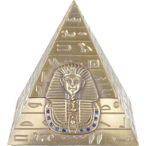 Tirelire vintage en forme de pyramide, ornement rétro en métal, décoration de bureau pour la maison ou le bureau.-10.00X9.00X9.00CM-Golden (1/4)