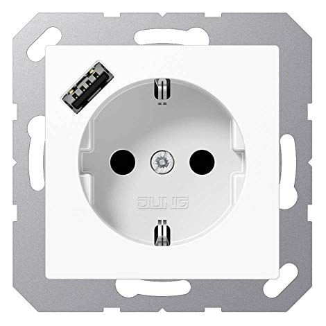 JUNG A1520-18AWW SCHUKO STECKDOSE MIT USB-LADEGERÄT, SERIE A/AS, ALPINWEISS