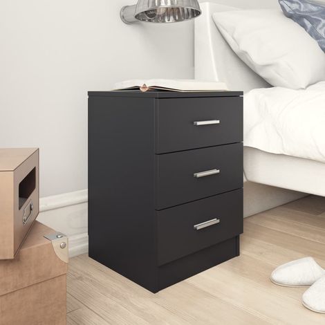 vidaXL Comodino Nero 38x35x56 cm in Legno Multistrato (1/5)