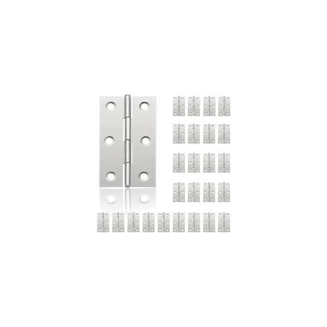 Ersandy – 24er-Packung Edelstahl-Türscharniere – 6 Befestigungslöcher – Erhöhte Tragfähigkeit – Für Schmuckkästchen und Möbel – 44 mm x 32 mm (1/5)
