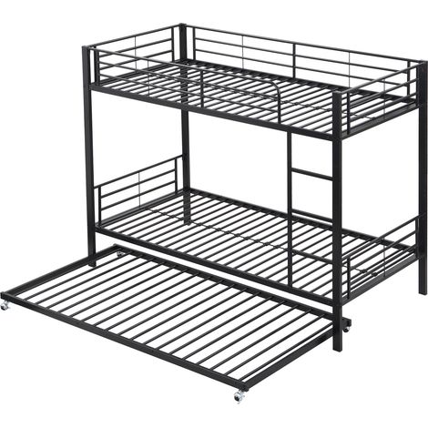 Letto a castello in metallo nero con letto estraibile 90 x 200 cm e 90 x 190 cm (1/5)