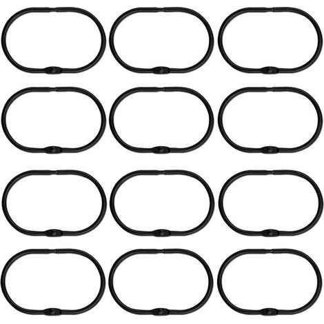 Anelli per tenda da doccia, 12 pezzi, anelli per tende, anello per tenda da doccia, gancio per tenda in ferro, chiusura a scatto per tende e tende da doccia, 3 x 35 mm, nero (1/5)