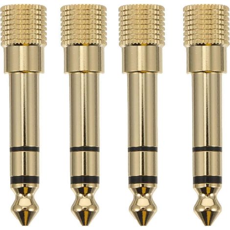 Quatre connecteurs adaptateurs audio en laiton de 3,5 mm à 6,3 mm pour amplificateurs de casque. (1/3)
