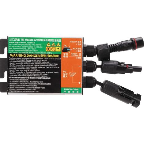 Micro onduleur Solaire, 180 W 230 V 10,8 V à 30 V DC entrée vers AC 180 V à 280 V Sortie onduleur Solaire à Onde sinusoïdale Pure Micro onduleur Solaire à Onde sinusoïdale (1/5)