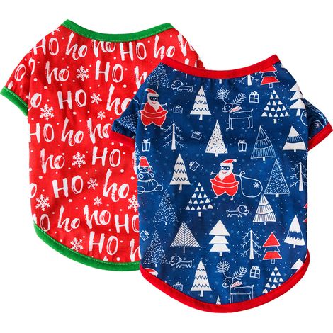 Chemise De Noël Pour Chien - Motif Festif Classique - Coton Doux Et Élastique - Enfilage Facile - Lot De 2 (1/5)
