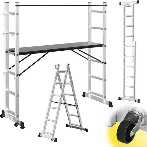 Wolketon Andamio de plataforma multifuncional 4 en 1 Capacidad de carga hasta 150 kg，plata