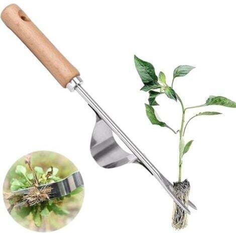 Attrezzo manuale per la rimozione delle erbacce, diserbante manuale in acciaio inox con manico in legno, attrezzo manuale per la rimozione delle erbacce, estrattore di tarassaco, giardino e prato