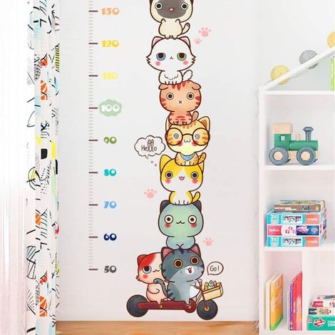 Stickers Brackets, Cat Height Growth of Measurement Panel Sticker Wall-mounted for Bedroom Living room Bedroom Baby, Sticker Wall-mounted Photo Mounted, 180x36 cm- (1/4)